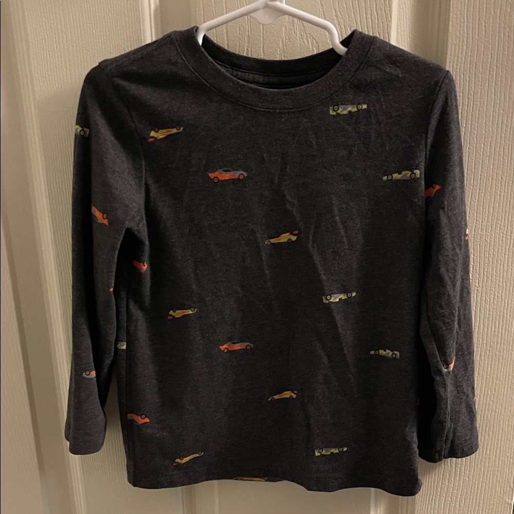 Cat & Jack Long Sleeve Tee with Car Print - Dark Gray